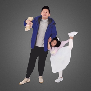 father-daughter child father 3d model