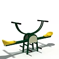 Outdoor Sports Equipment With Green Frame Yellow Seats Symmetric Handles And Supportive Base For Fitness