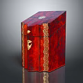 Elegant Red Weapon Storage Box With Intricate Gold Decorations And Classic Design