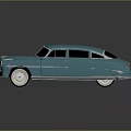Classic Blue Vintage Car With Retro Rounded Body And White Wheels