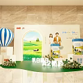 Inflatable Hot Air Balloon Display At Brand Exhibition With Green Grassland Cows And Milk Products