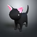Cute Black Cat Featuring Pink Ears in Stylish 3D Cartoon Design