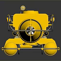 Yellow Underwater Submersible Equipment With Cylindrical Tanks Pipes And Conical Front