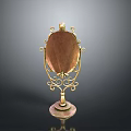 Ornate Gold Frame Oval Mirror With Decorative Stand And Vintage Design