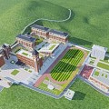 Aerial View of New Chinese School Building 3d model