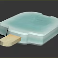 Refreshing Teal Ice Cream Bar With Wooden Stick And Glossy Surface