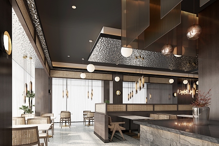 Modern buffet restaurant, tea restaurant, Japanese food hall 3d model