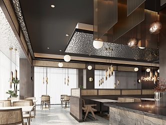 Modern buffet restaurant, tea restaurant, Japanese food hall 3d model