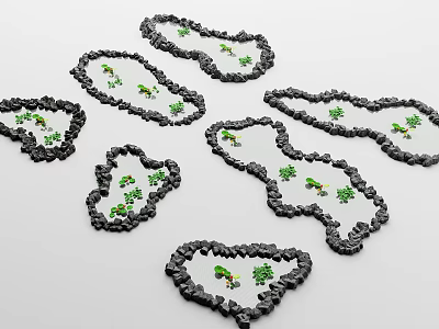 Modern pond 3d model