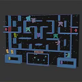 3D Maze Structure With Blue Frame Multiple Pathways And Colored Blocks