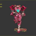 Pink Robot Model With Mechanical Structure In Standing Pose And Detailed Design 3d model