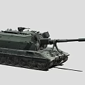 Modern Military Tank With Long Barrel Turret And Armored Tracks Design
