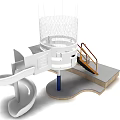Fun Playground Equipment With Spiral Slide Net Climbing Structure And Yellow Stairs