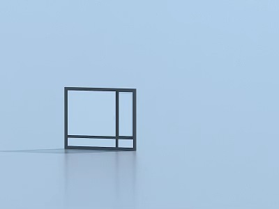 Modern Casement Window with Black Frame Clear Glass and Reflective Surface 3d model