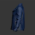 Modern Blue Knit Biker Jacket With Front Zipper And Decorative Buttons 3d model