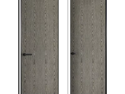 Modern Style Hinged Doors With Wood Grain Surface And Black Frames 3d model