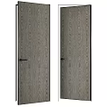 Modern Style Hinged Doors With Wood Grain Surface And Black Frames
