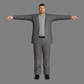 Man in Gray Suit Standing with Arms Outstretched on Gray Background 3d model
