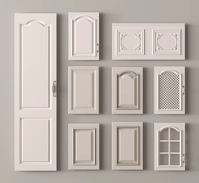 White Wardrobe Doors With Various Design Styles 3d model