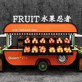 Fruit Cart with Orange Green Design Selling Daily Fresh Fruits Watermelon Oranges by Guarrl Paire
