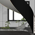 New Chinese Style Staircase Rotating Staircase Landscape Casual Single Chair 3d model