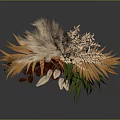 Stylish Metallic Vase With Dried Flowers And Brown Orange Green Leaves