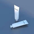 White Tube Shaped Daily Necessities Murasaki Brand Standing And Lying On Dark Blue Background