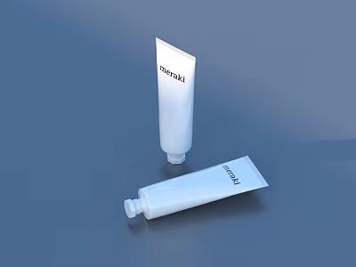 White Tube Shaped Daily Necessities Murasaki Brand Standing And Lying On Dark Blue Background 3d model