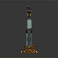Fantasy Character Creature With Blue Body And Star Emblem On Black Yellow Checkered Pedestal