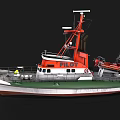 Pilot Boat With White Hull Orange Upper Structure And Navigation Equipment 3d model