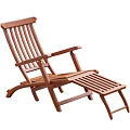 Wooden Foldable Lounge Chair with Armrests and Footrest for Outdoor Relaxation