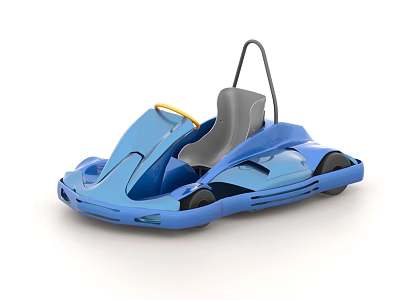 Blue Go Kart With Gray Seat Yellow Steering Wheel And Black Wheels Design 3d model