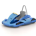 Blue Go Kart With Gray Seat Yellow Steering Wheel And Black Wheels Design
