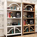 White And Brown Wooden Bookcases With Books Photos And Decorative Items In Home Interior