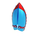 Blue Decorative Shield With Red Accents And Metal Rivets 3D Render