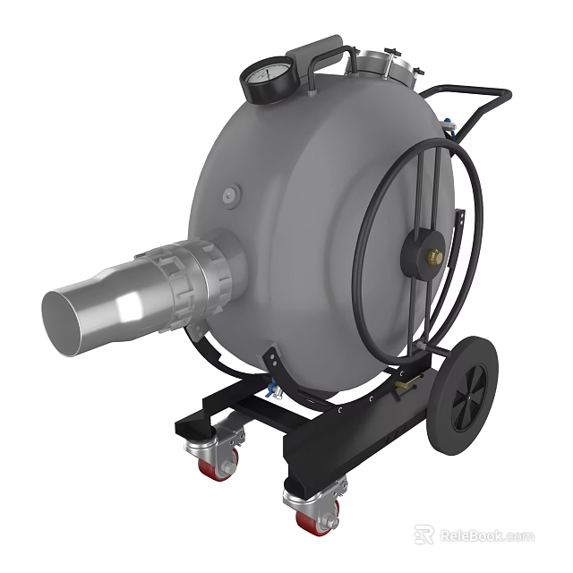 Industrial Wheeled Metal Tank With Nozzle Piping And Mobile Design For Industrial Use 3d model 