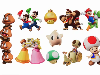 Modern 2D Super Mary Mario Cartoon Game Figure Character Silhouette 3d model