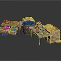 Woven Straw Furniture Set With Decorative Tables And Storage Baskets