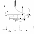 Modern Circular Ring Chandelier With Curved LED Light Strips Ceiling Mounted Design 3d model