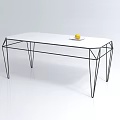 Modern Coffee Table with White Tabletop Black Geometric Metal Frame and Yellow Fruit on Plate