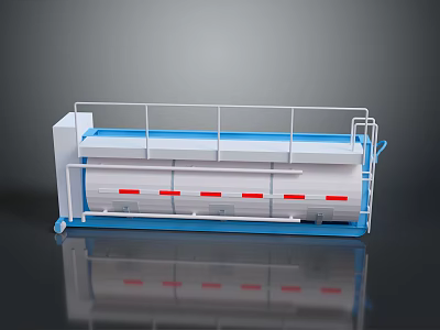 Industrial Processing Equipment With Blue White Design And Red Striped Conveyor 3d model