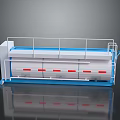 Industrial Processing Equipment With Blue White Design And Red Striped Conveyor