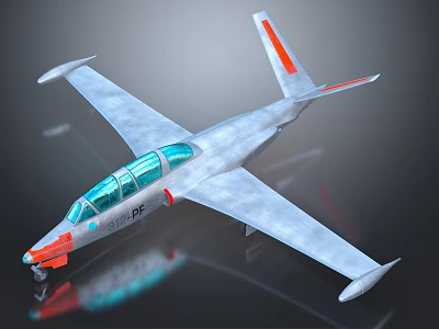 Sleek Silver Passenger Plane With Transparent Cockpit And Orange Stripe Tail Design 3d model