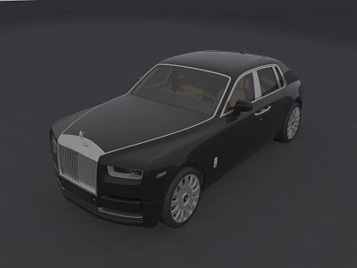 Black Rolls Royce Luxury Sedan With Brown Leather Interior And Iconic Hood Ornament 3d model