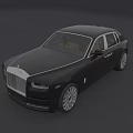 Black Rolls Royce Luxury Sedan With Brown Leather Interior And Iconic Hood Ornament