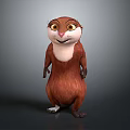 Adorable Brown Squirrel with White Belly Large Eyes and Upright Standing Posture