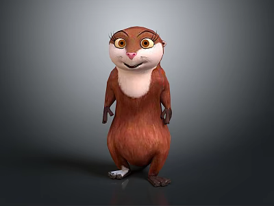 Adorable Brown Squirrel with White Belly Large Eyes and Upright Standing Posture 3d model