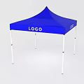 Sunshade Canopy In Blue With White Legs And Logo For Outdoor Use
