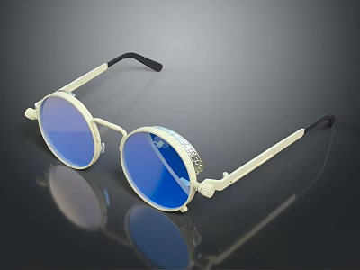 Elegant Jewelry Eyewear With White Frame Blue Lenses And Sparkling Decorations 3d model