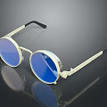 Elegant Jewelry Eyewear With White Frame Blue Lenses And Sparkling Decorations